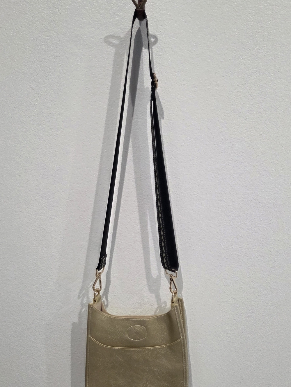 Ah Dorned Gold Crossbody Bag with Black And Gold Adjustable Strap